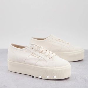 Superga 2790 flatform sneakers in off white canvas